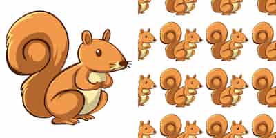 Vecteur gratuit design de fond sans couture avec écureuil mignon