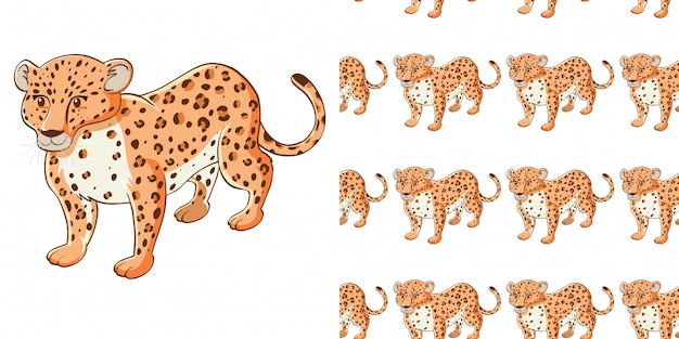 Vecteur gratuit design de fond sans couture avec guépard mignon