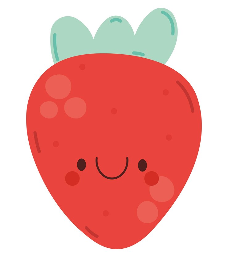 Vecteur gratuit le design de la fraise kawaii