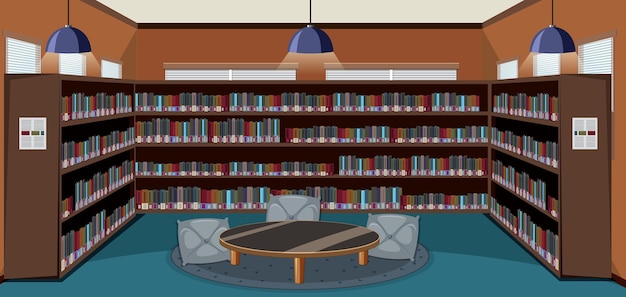 Design D'intérieur De Bibliothèque Vide Avec étagères