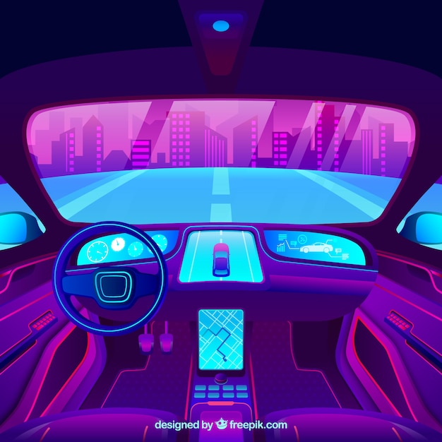 Vecteur gratuit design d'intérieur futuriste de voiture autonome