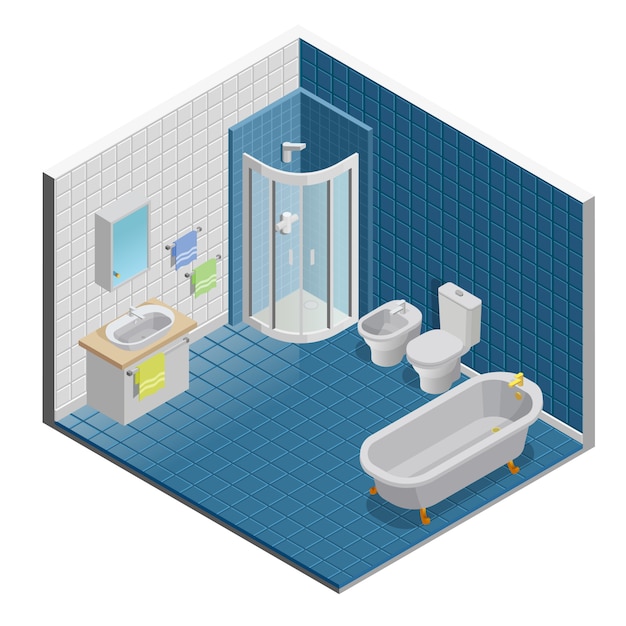 Vecteur gratuit design d'intérieur de salle de bain