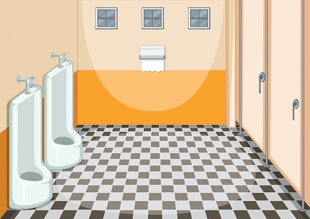 Vecteur gratuit design d'intérieur de toilette masculine