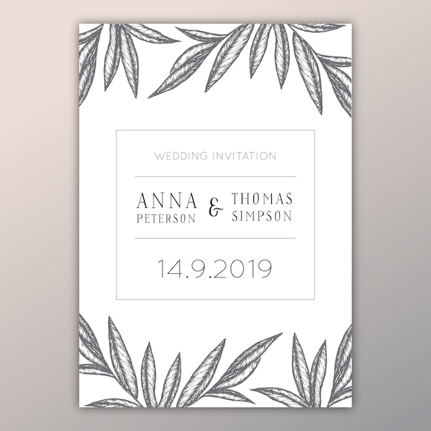 Vecteur gratuit design d'invitation de mariage gris et blanc