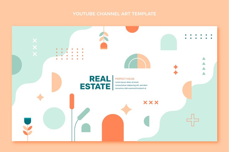Vecteur gratuit design plat abstrait géométrique immobilier chaîne youtube art