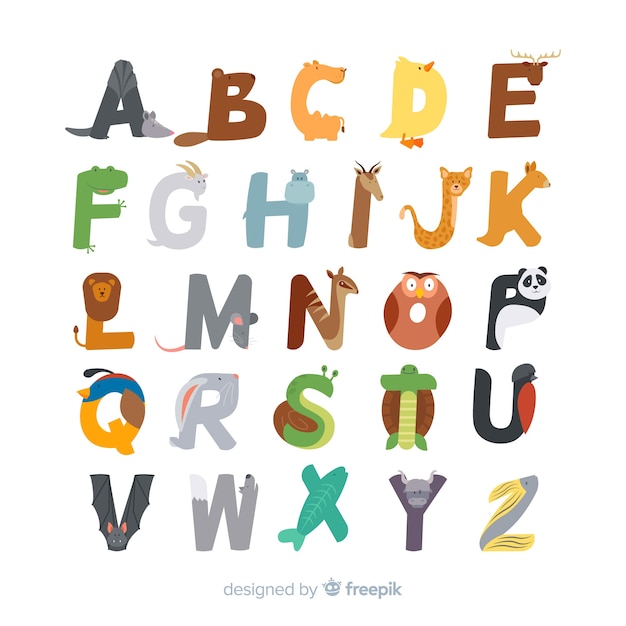 Vecteur gratuit design plat adorable alphabet animal