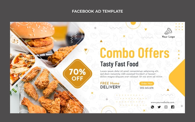 Vecteur gratuit design plat de l'annonce facebook alimentaire
