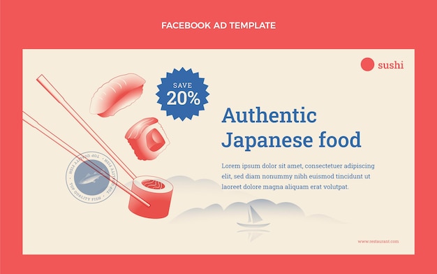 Vecteur gratuit design plat de l'annonce facebook alimentaire