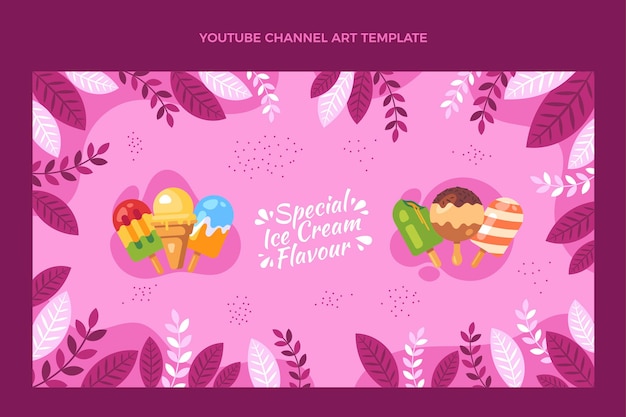 Vecteur gratuit design plat de l'art de la chaîne youtube alimentaire