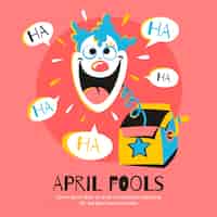 Vecteur gratuit design plat avril fools day clown dans une boîte