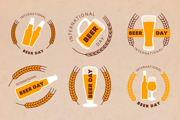 Vecteur gratuit design plat de badges de la journée internationale de la bière