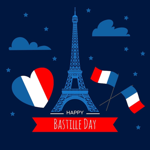 Vecteur gratuit design plat bastille day