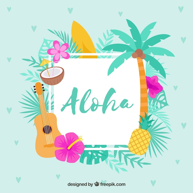 Vecteur gratuit design plat bleu aloha background