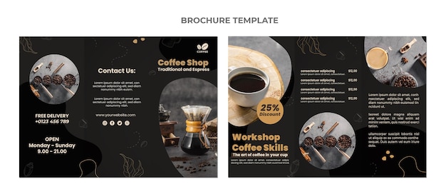 Vecteur gratuit design plat de brochure alimentaire