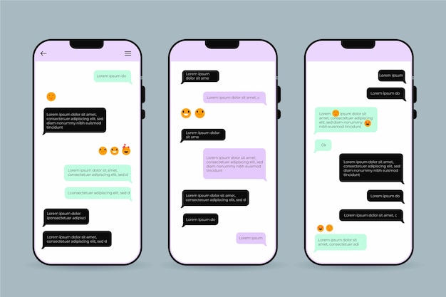Vecteur gratuit design plat de bulle de texte de téléphone