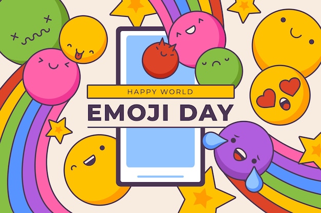 Le design plat célèbre la journée mondiale des emoji