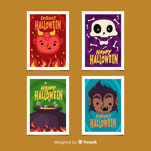 Design Plat De Colelction De Cartes Halloween