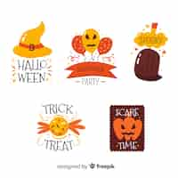 Vecteur gratuit design plat de la collection de badge halloween