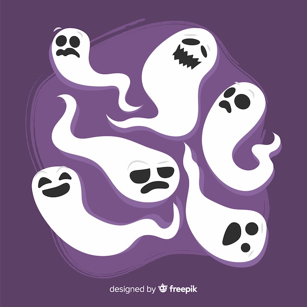 Vecteur gratuit design plat de la collection de fantômes d'halloween