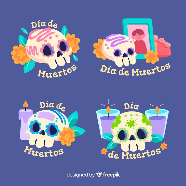 Design Plat De La Collection D'insignes Dia De Muertos