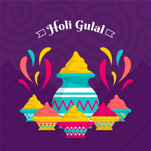 Design Plat Coloré Holi Gulal