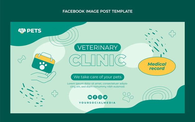 Vecteur gratuit design plat contour clinique post facebook