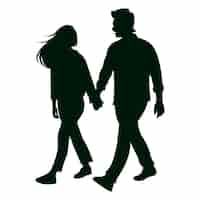 Vecteur gratuit design plat couple main dans la main silhouette