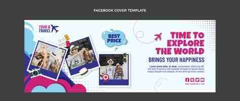 Vecteur gratuit design plat de la couverture facebook de voyage