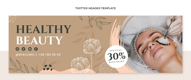 Vecteur gratuit design plat design floral spa de l'en-tête twitter