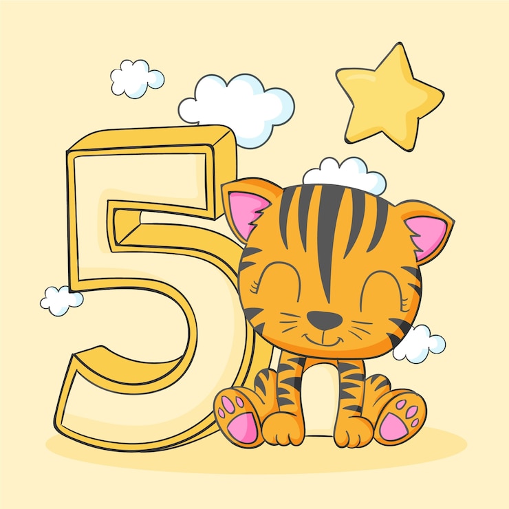 Vecteur gratuit design plat dessiné à la main 5 ans anniversaire ou carte d'anniversaire