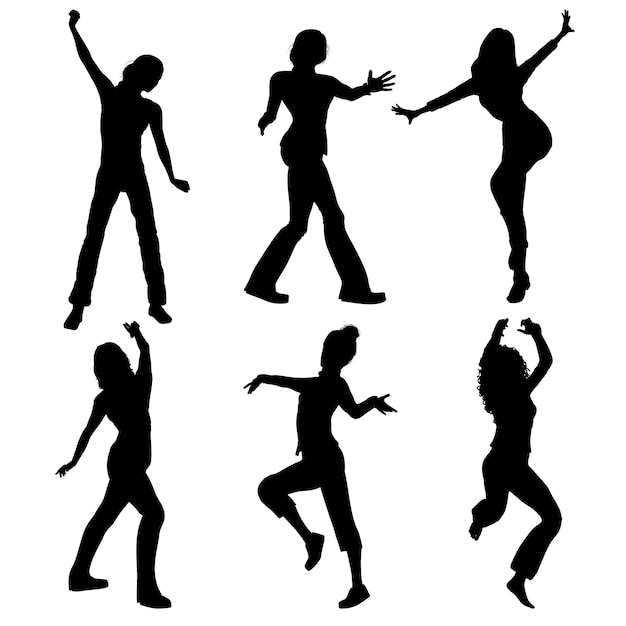 Vecteur gratuit design plat du jeu de silhouette de danseur