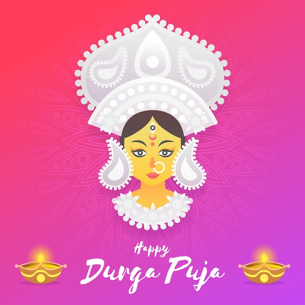 Vecteur gratuit design plat durga puja