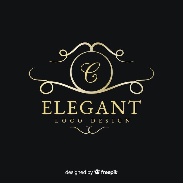 Vecteur gratuit design plat élégant logo doré