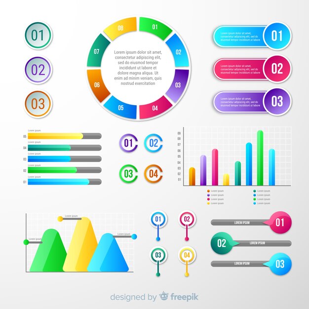 Design plat élément coloré infographique