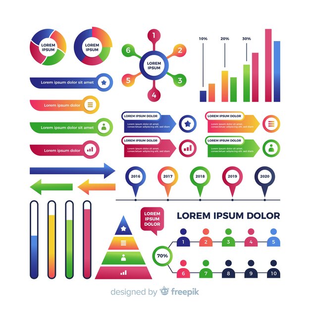 Design plat d'éléments infographiques colorés