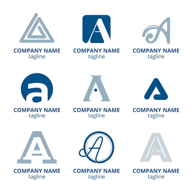 Vecteur gratuit design plat un ensemble de modèles de logo