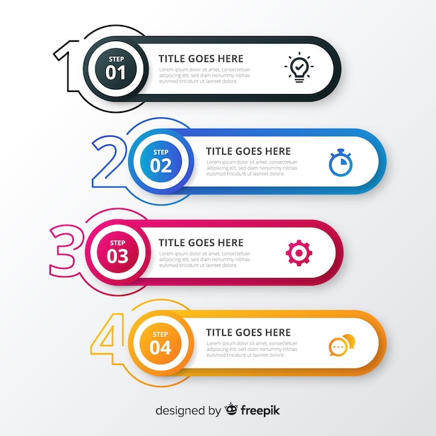 Design Plat étapes Colorées Infographie