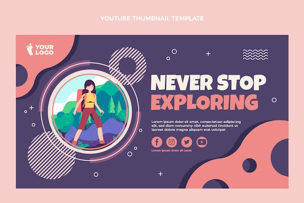 Vecteur gratuit design plat explorant la vignette youtube