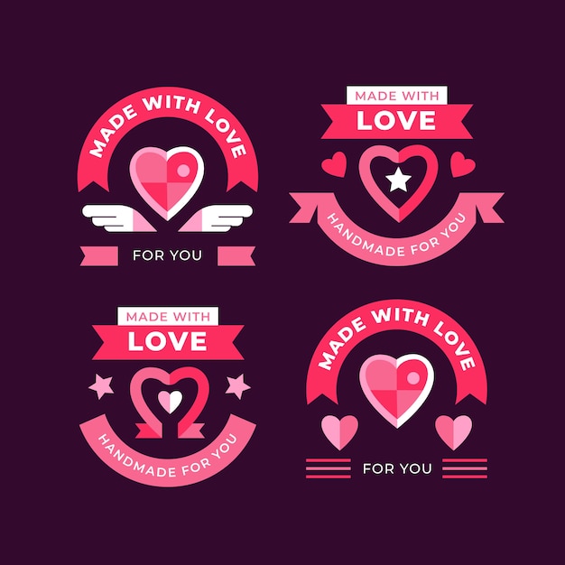 Vecteur gratuit design plat fait avec des étiquettes d'amour