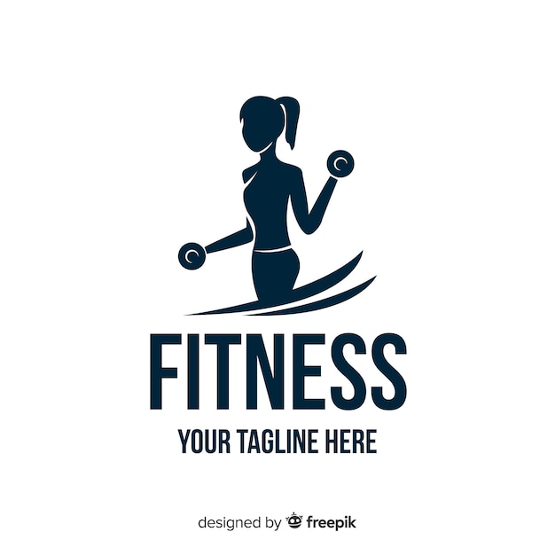 Vecteur gratuit design plat de fille silhouette fitness logo