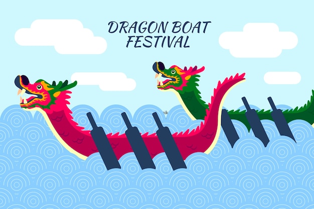 Vecteur gratuit design plat de fond de bateau dragon