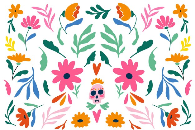 Design plat de fond floral mexicain