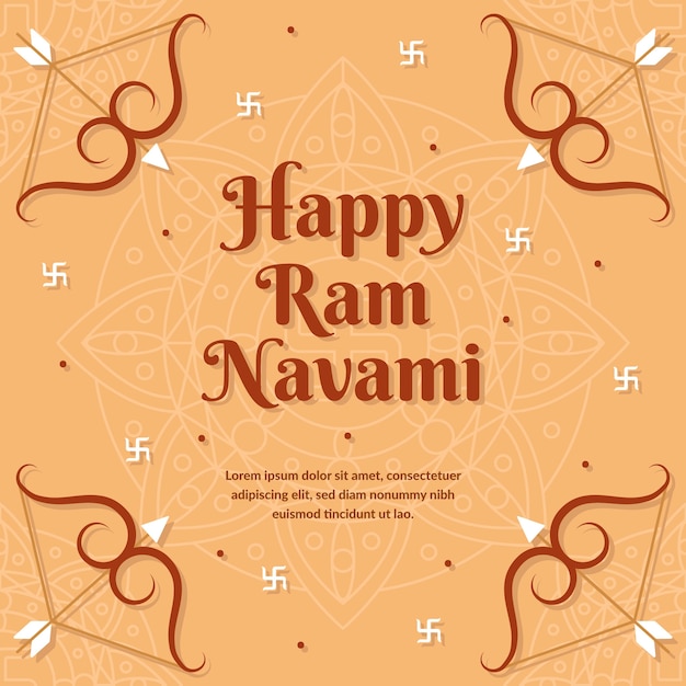 Vecteur gratuit design plat happy ram navami day celebration theme