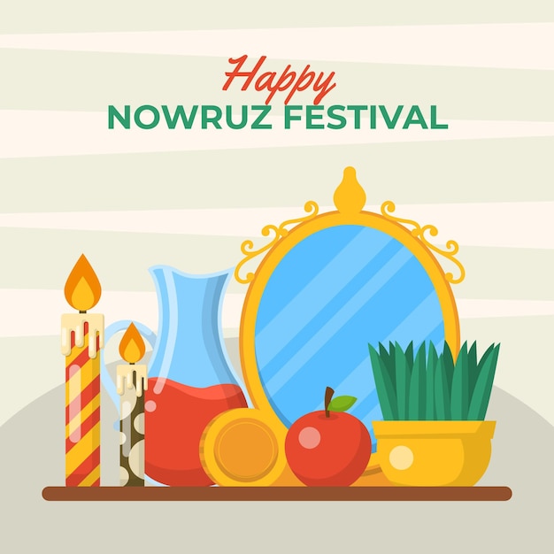 Design Plat Heureux événement Iranien Nowruz