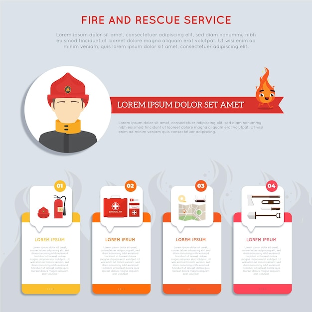 Vecteur gratuit design plat d'infographie de feu