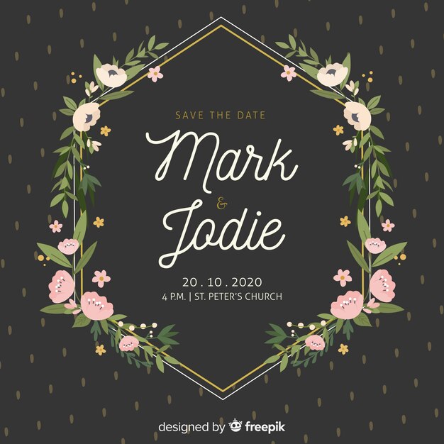 Design Plat D'invitation De Mariage Cadre Floral