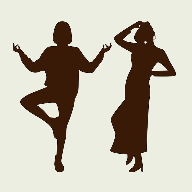 Vecteur gratuit design plat joli couple posant silhouette