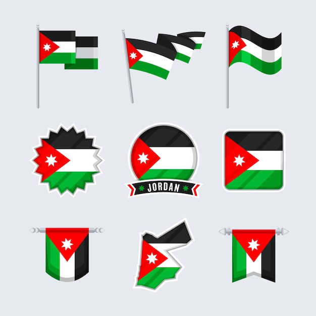 Vecteur gratuit design plat jordan emblèmes nationaux
