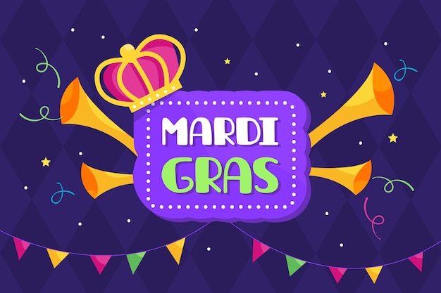 Design Plat De Mardi Gras Avec Couronne Et Trompettes