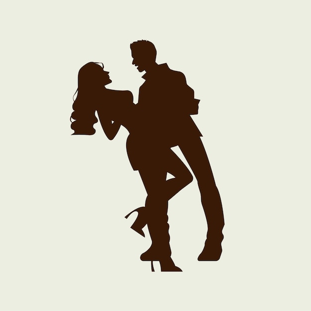 Vecteur gratuit design plat mignon silhouette de couple romantique